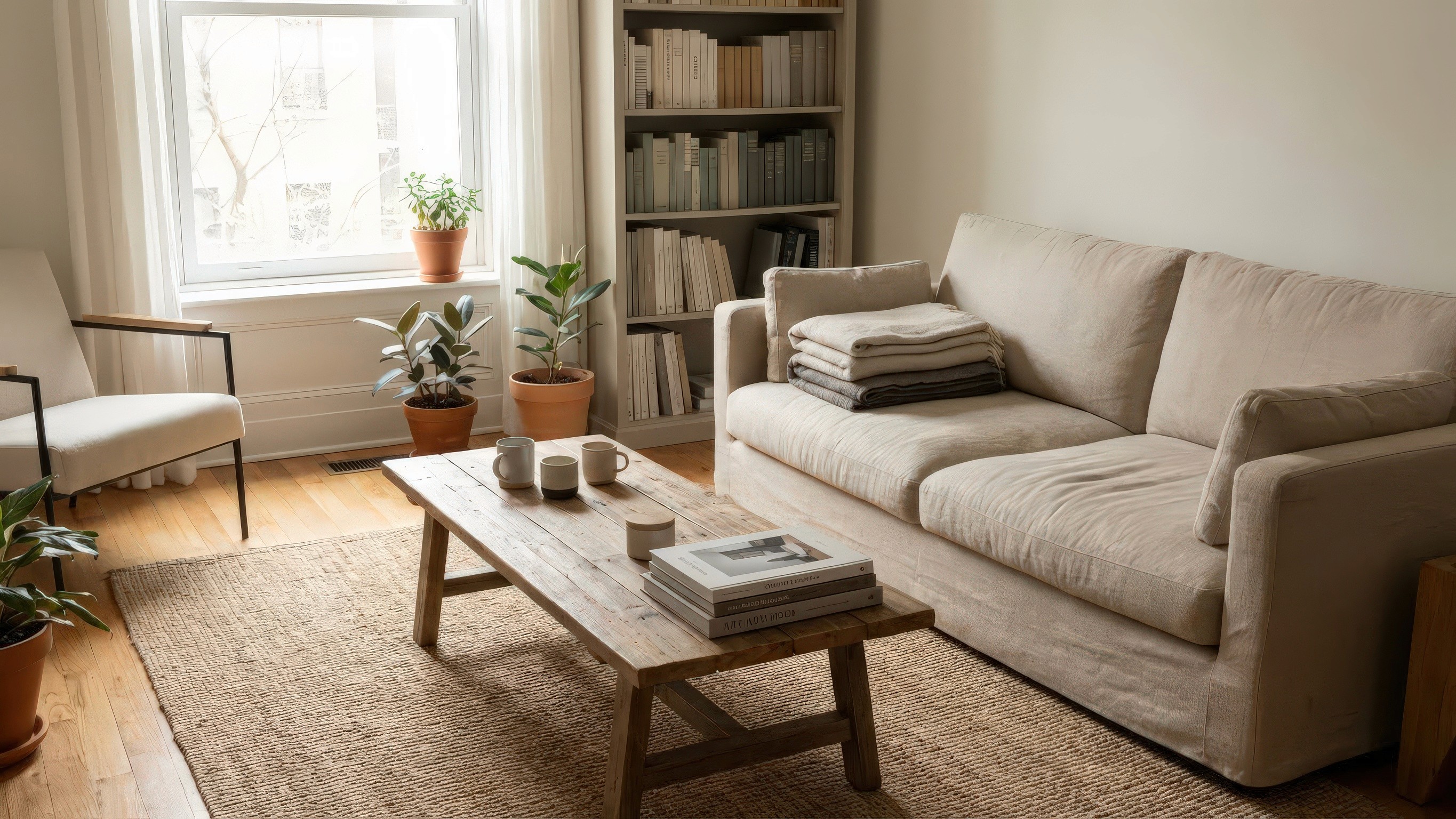 white and brown living room set
