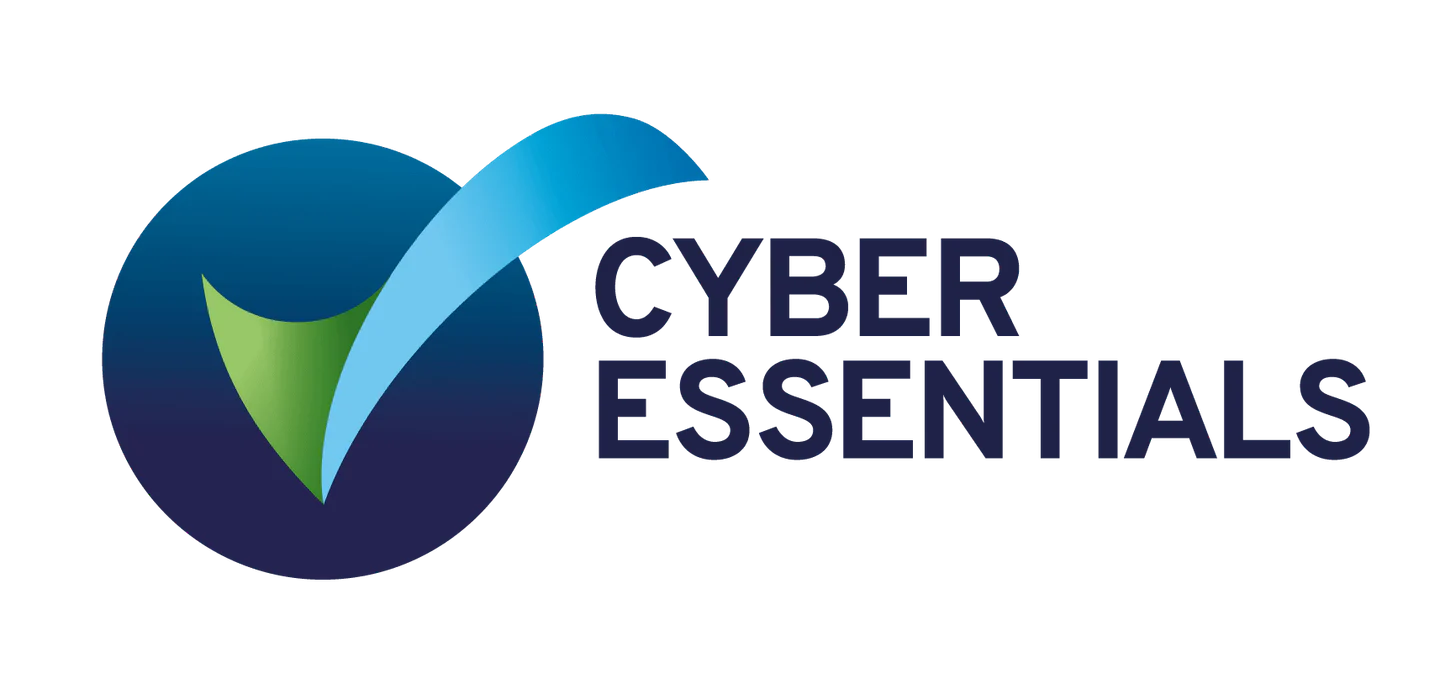 cyber essentials logo - a blue and green logo 