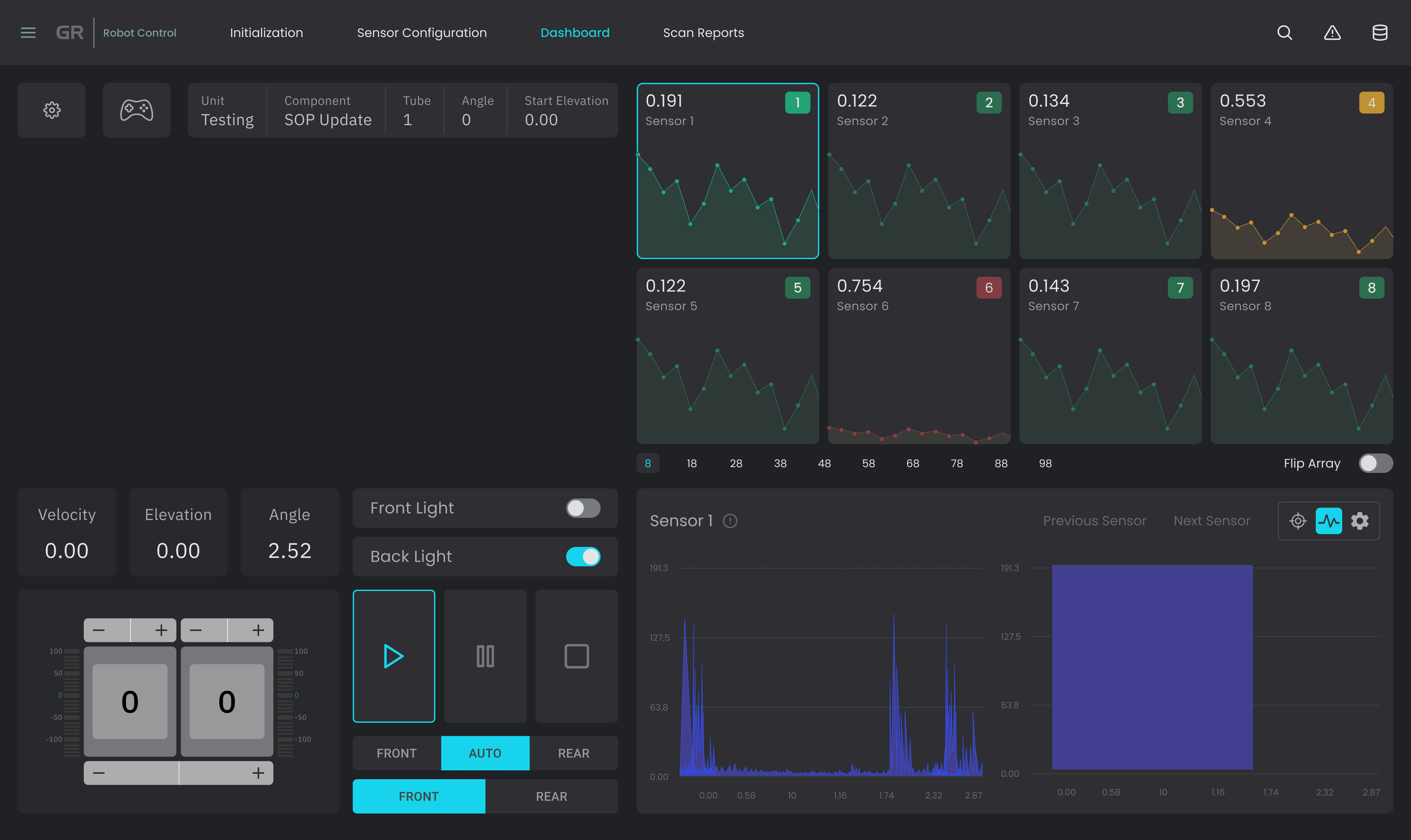 Gecko Robotics controller screenshot