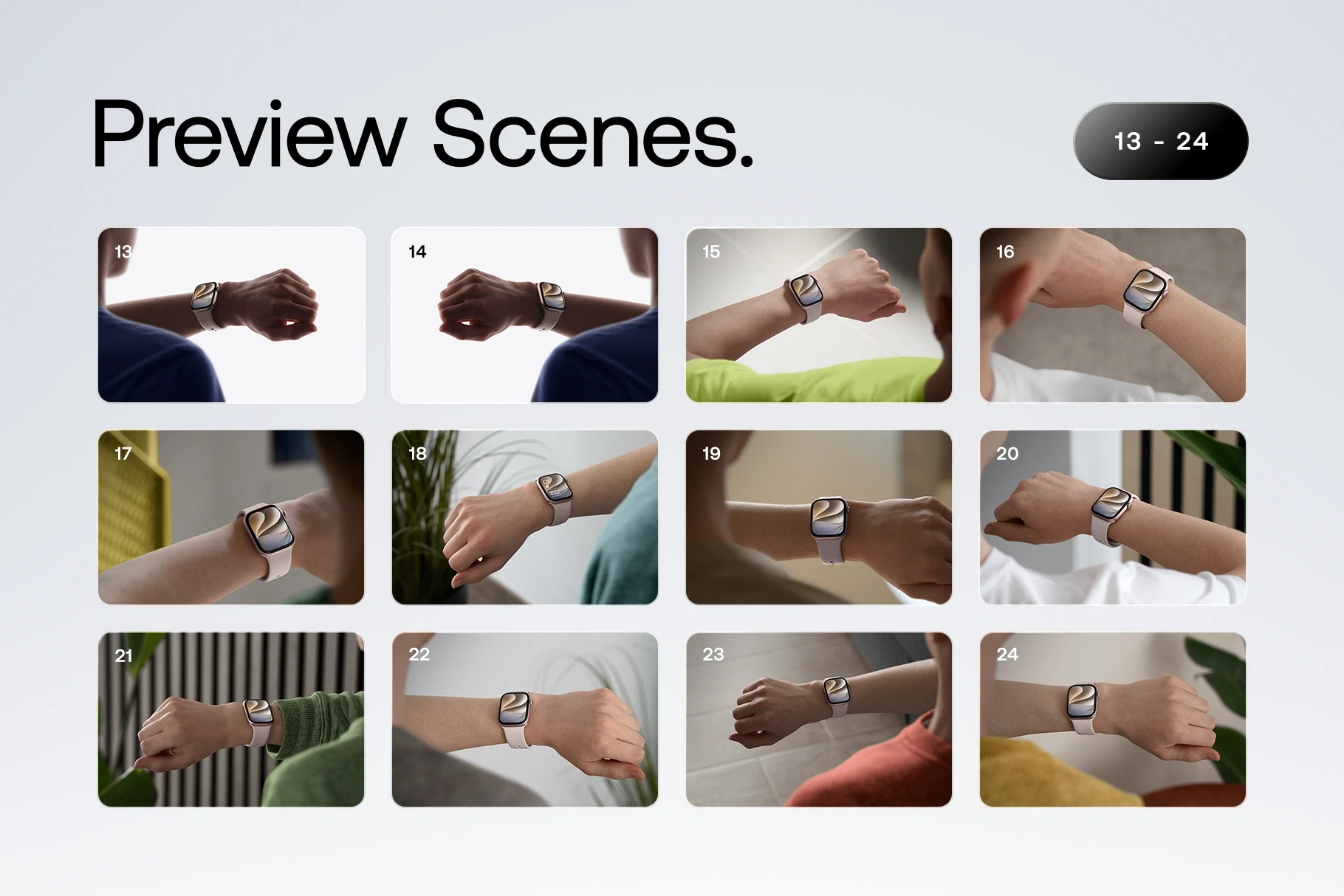 Second preview grid displaying additional Apple Watch Series 11 lifestyle mockups in realistic indoor and outdoor environments.