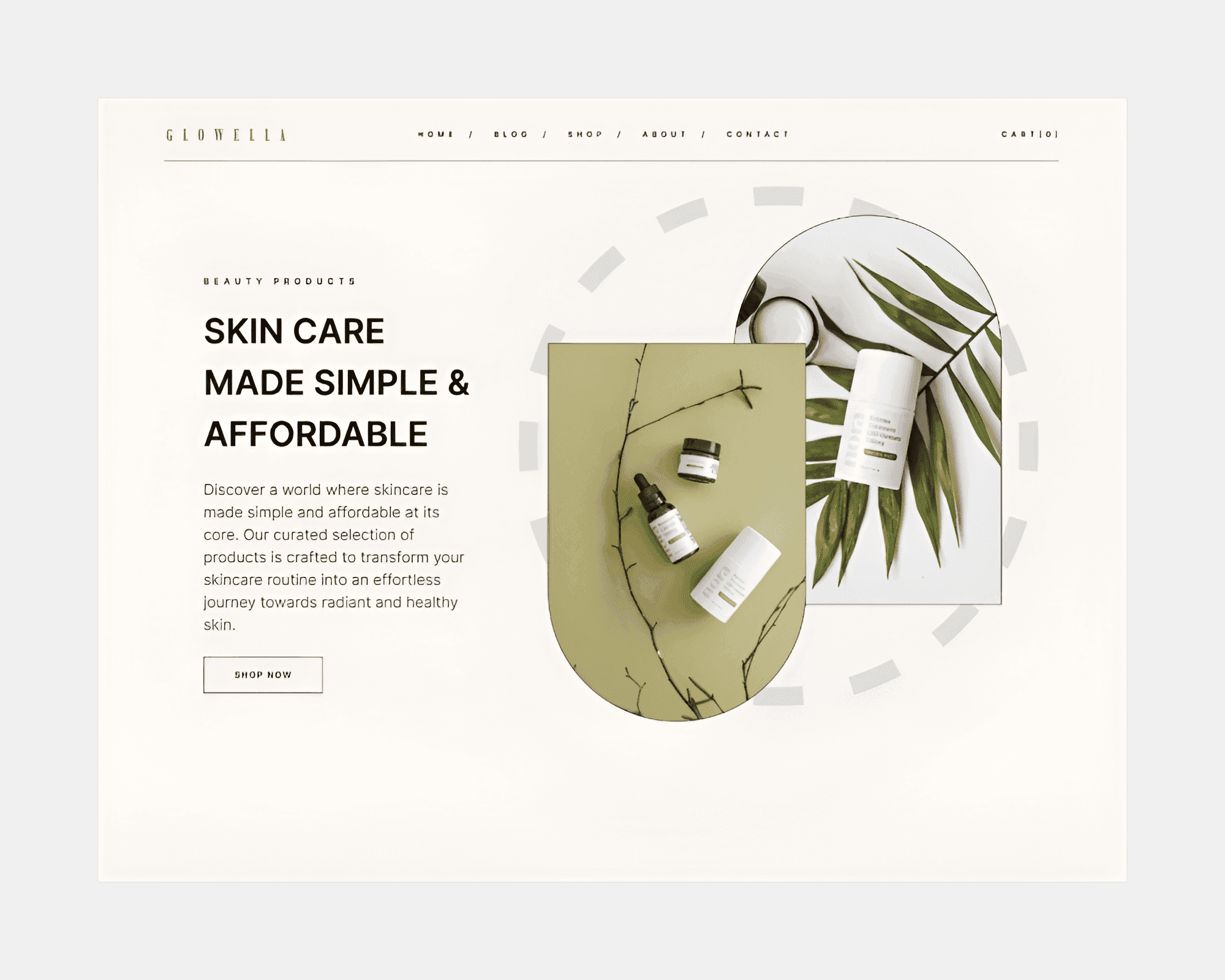 skin care shop website, hero