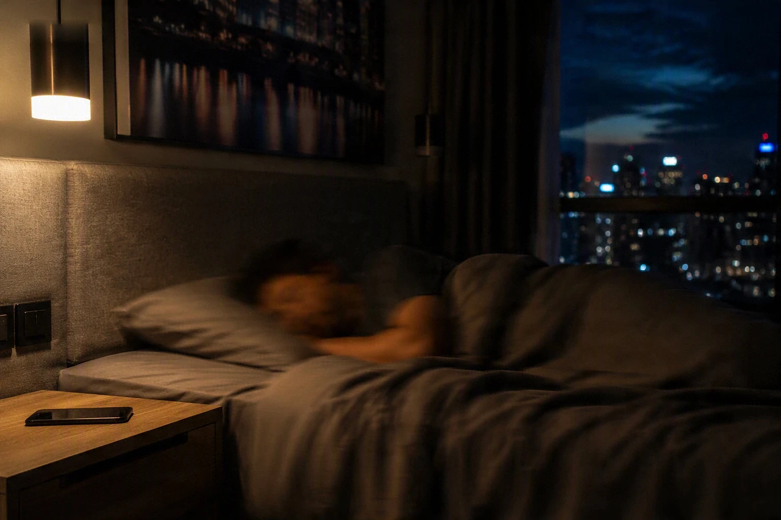 Hands resting in soft lamplight