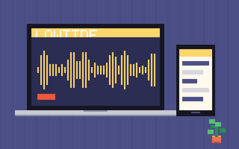 Pixel illustration of the Low Tide Radio project on a laptop and phone