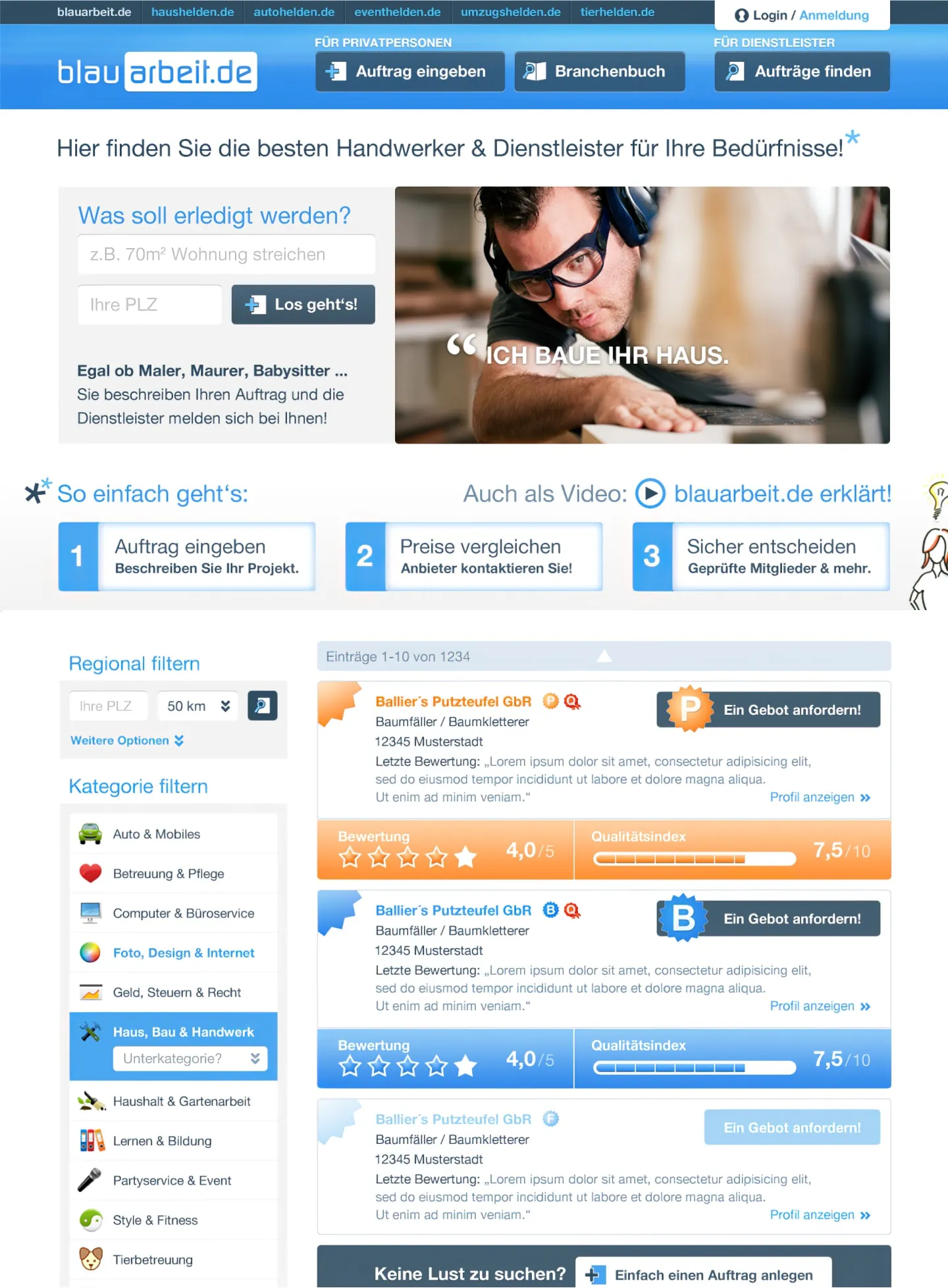 Blauarbeit Website Design