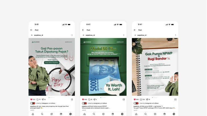 Three digital posters featuring various themes, including nature, wellness, and community engagement.