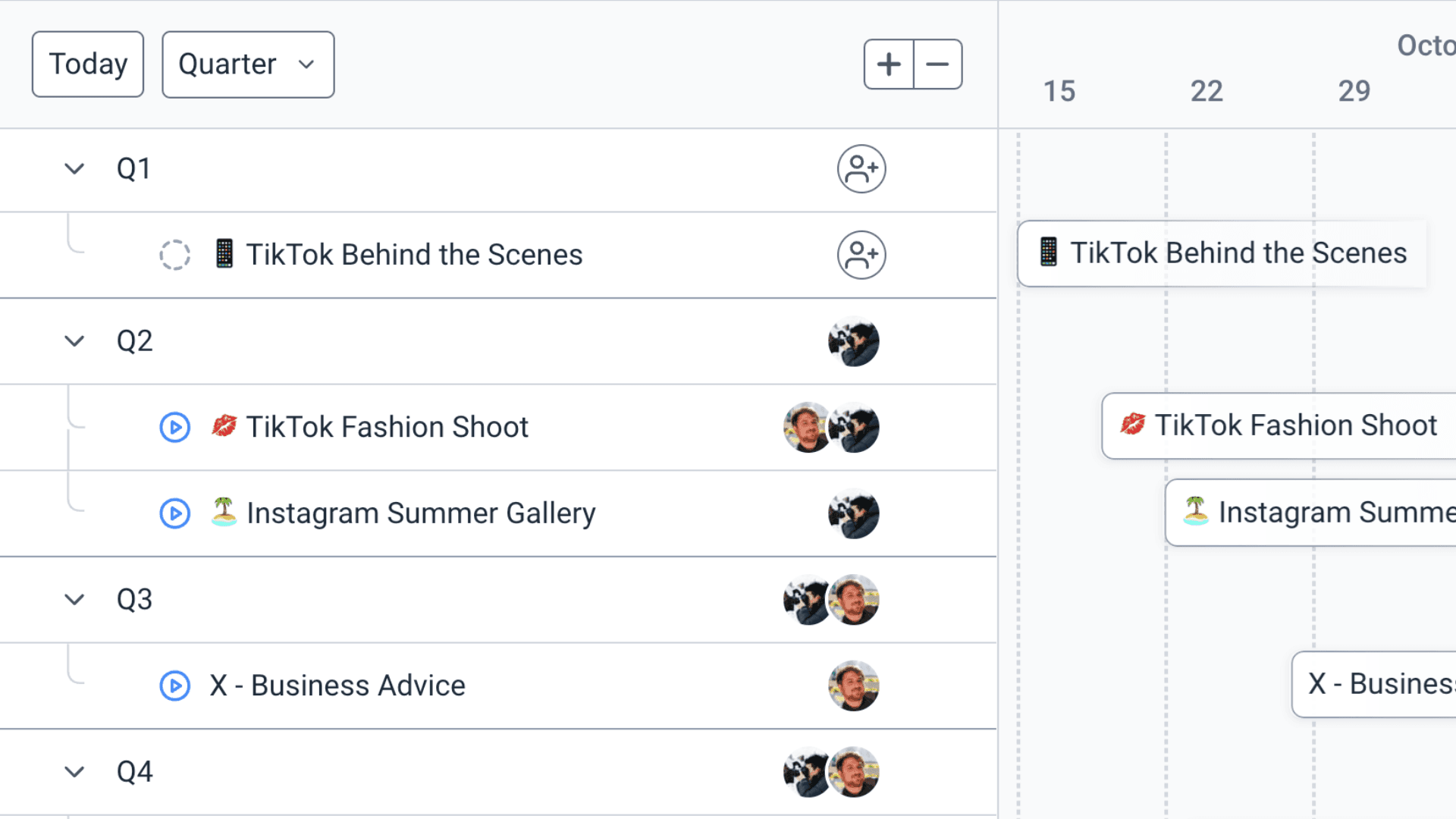 Social Media Campaign Planner Timeline View