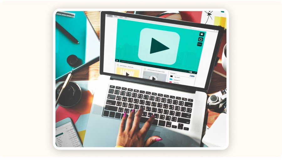Laptop displaying an online video