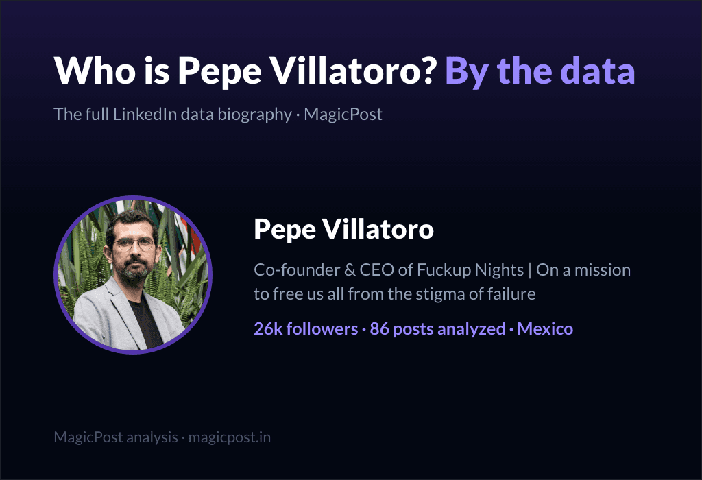 MagicPost data study: Who Is Pepe Villatoro? The CEO Who Sells Failure but Posts Mostly Wins (2026)