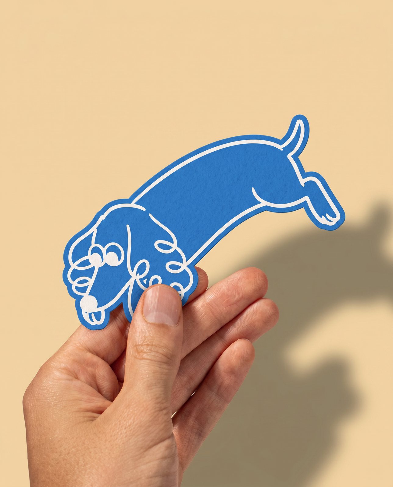 Crumpet die-cut sticker of the droopy dog