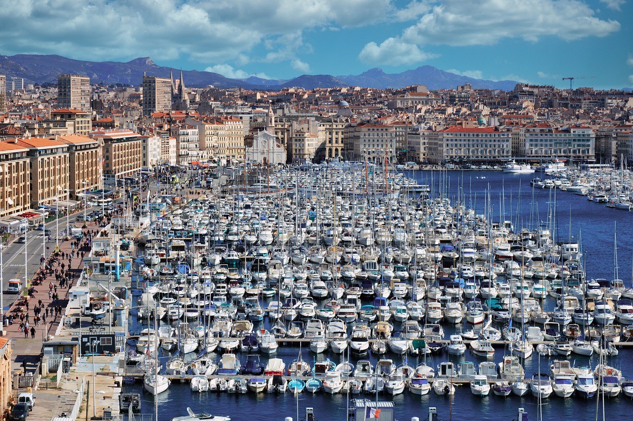 Aerial photo of the port of Marseille, France