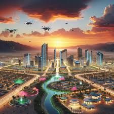 a black and white living room with a large tv