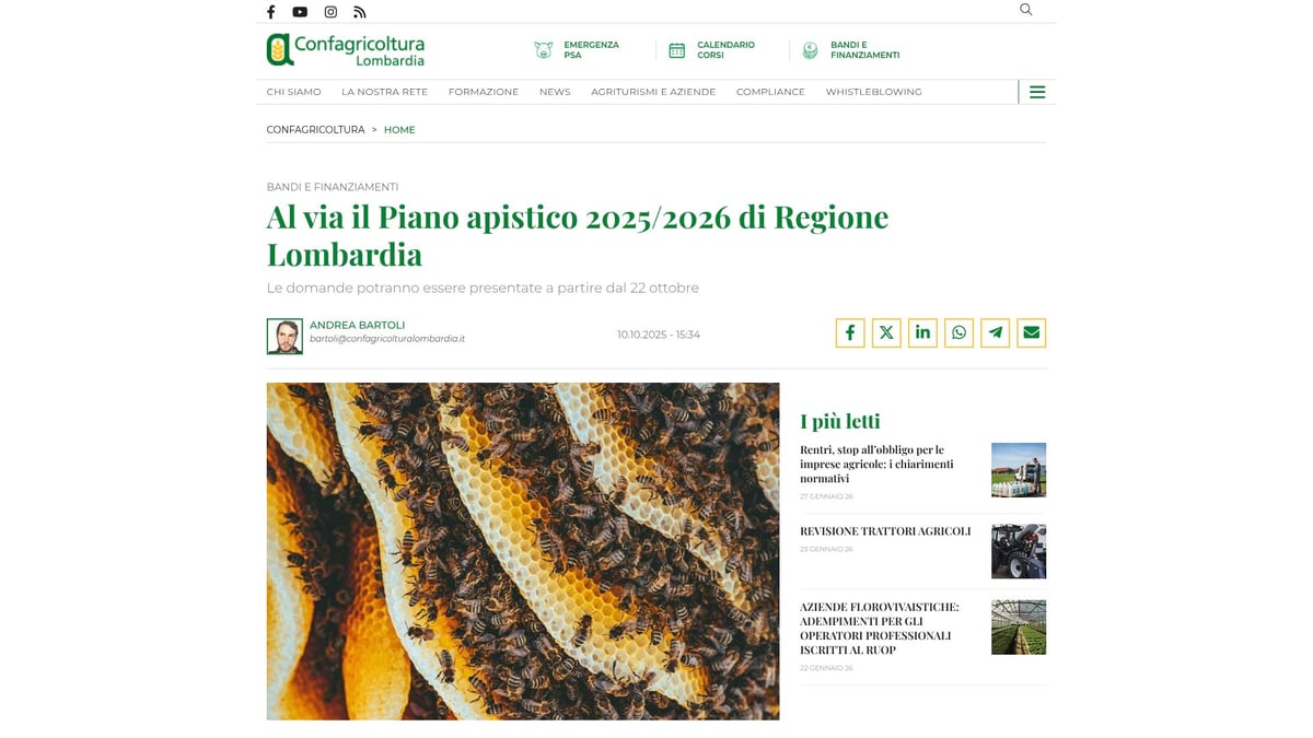 7 Opportunità di Finanziamenti Lombardia da Scoprire nel 2026 - Piano Apistico Lombardia 2025/2026