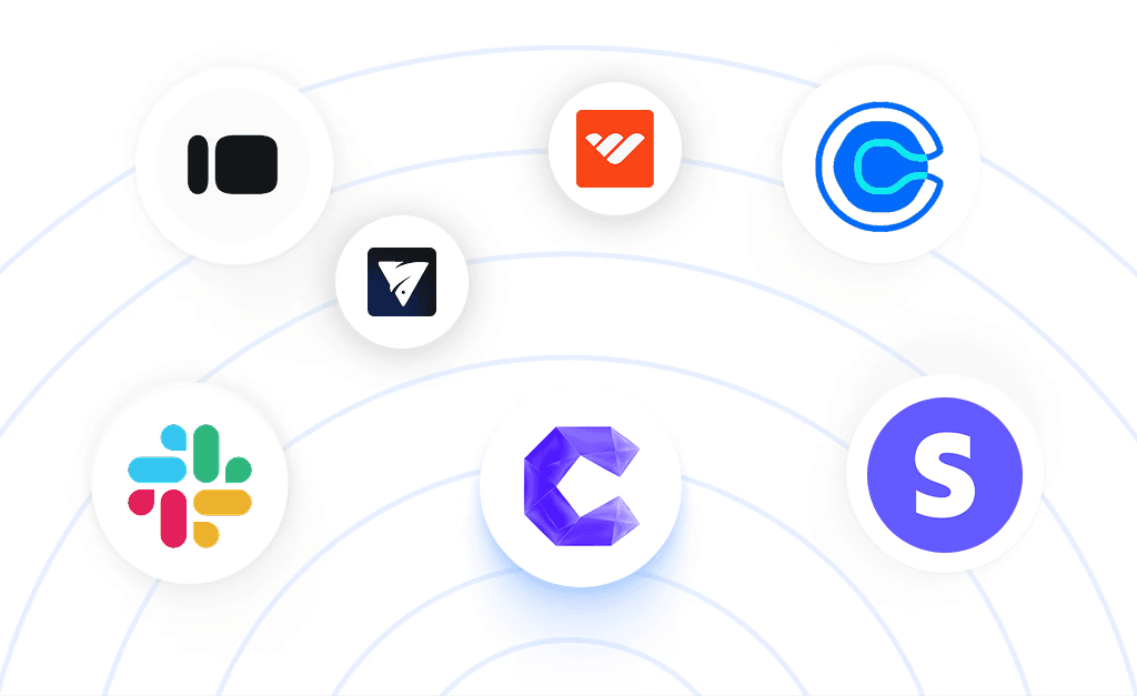 Logos of tools outward, illustrating easy integration with no engineering required.