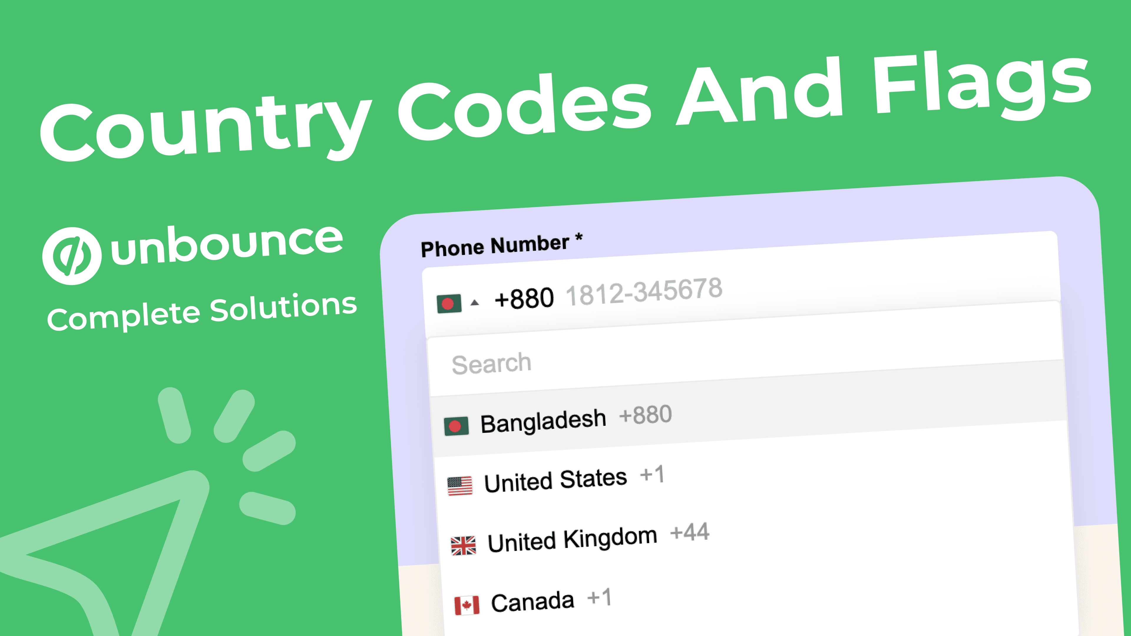 Country Codes and Flags for Unbounce Phone Field