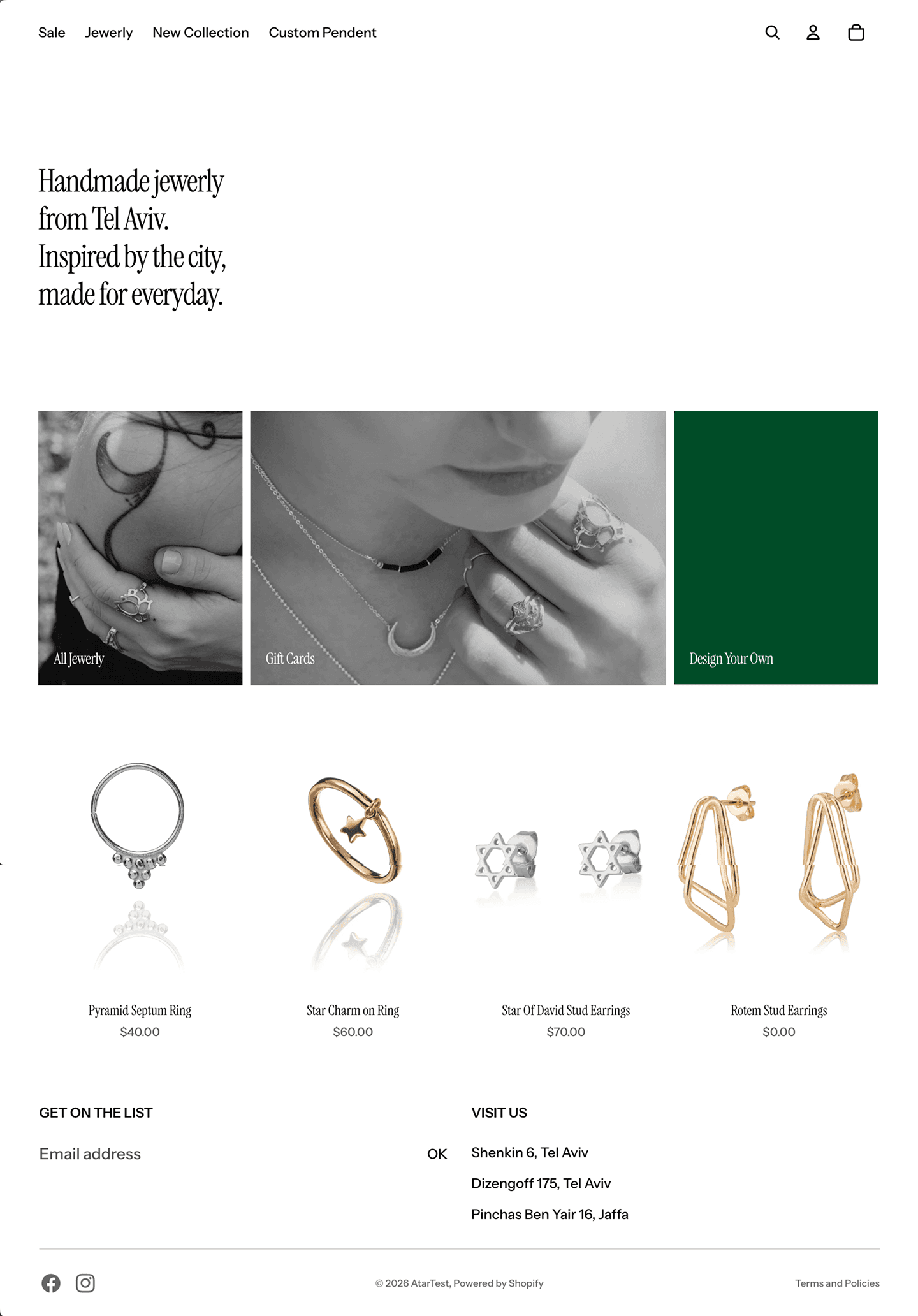 צילום מסך של האתר Jewerly TLV