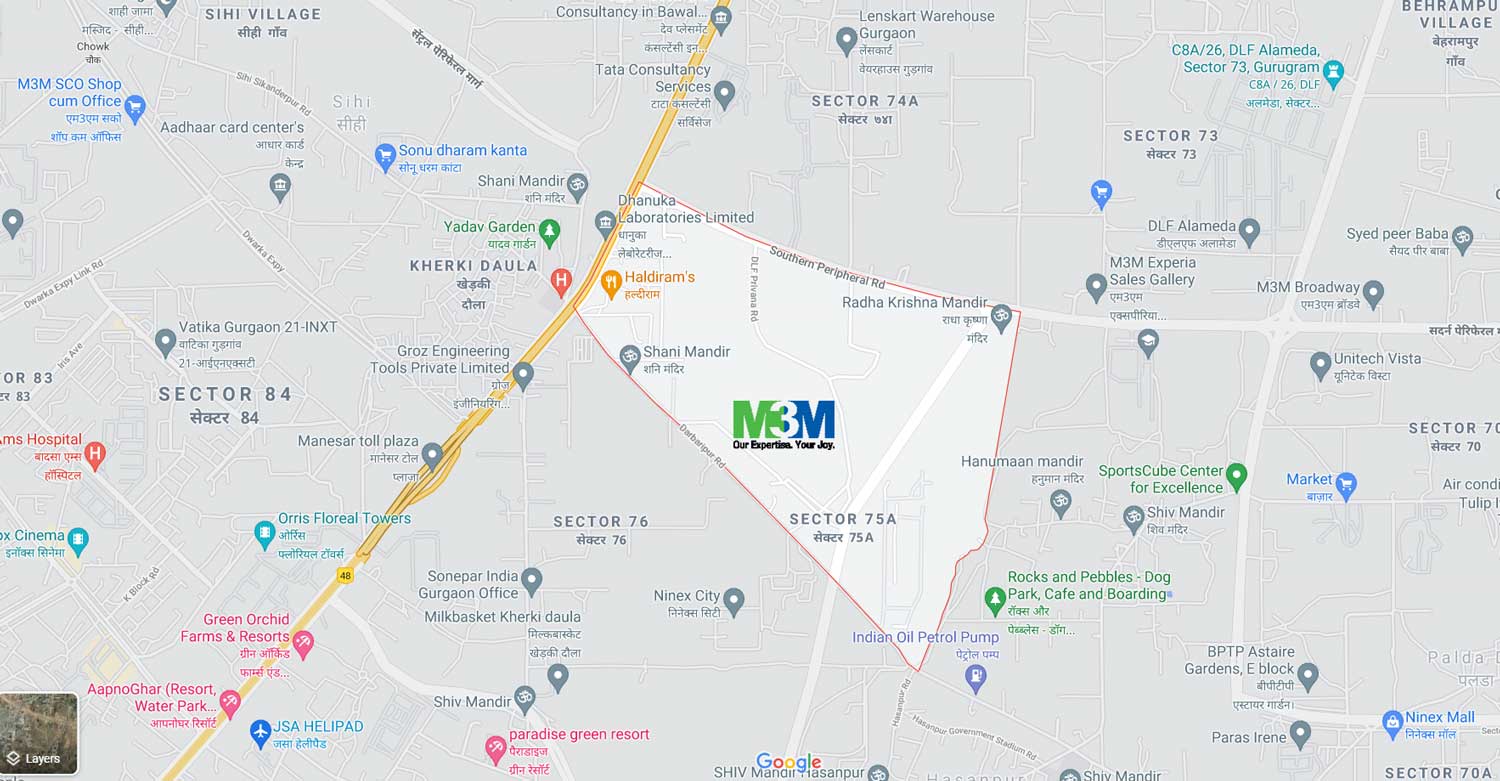 M3M Sector 75A location map