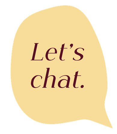 Yellow speech bubble that says "Let's chat."