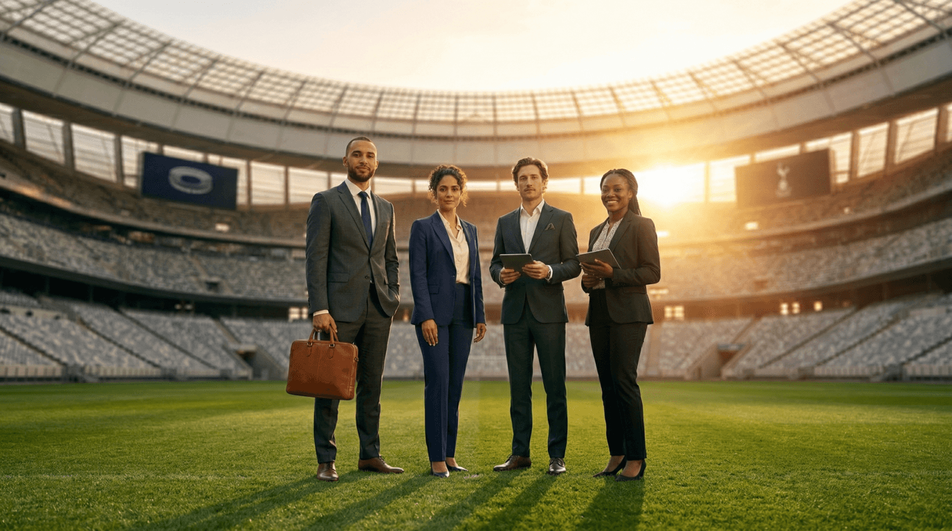 Athletes wearing professional outfits in a stadium