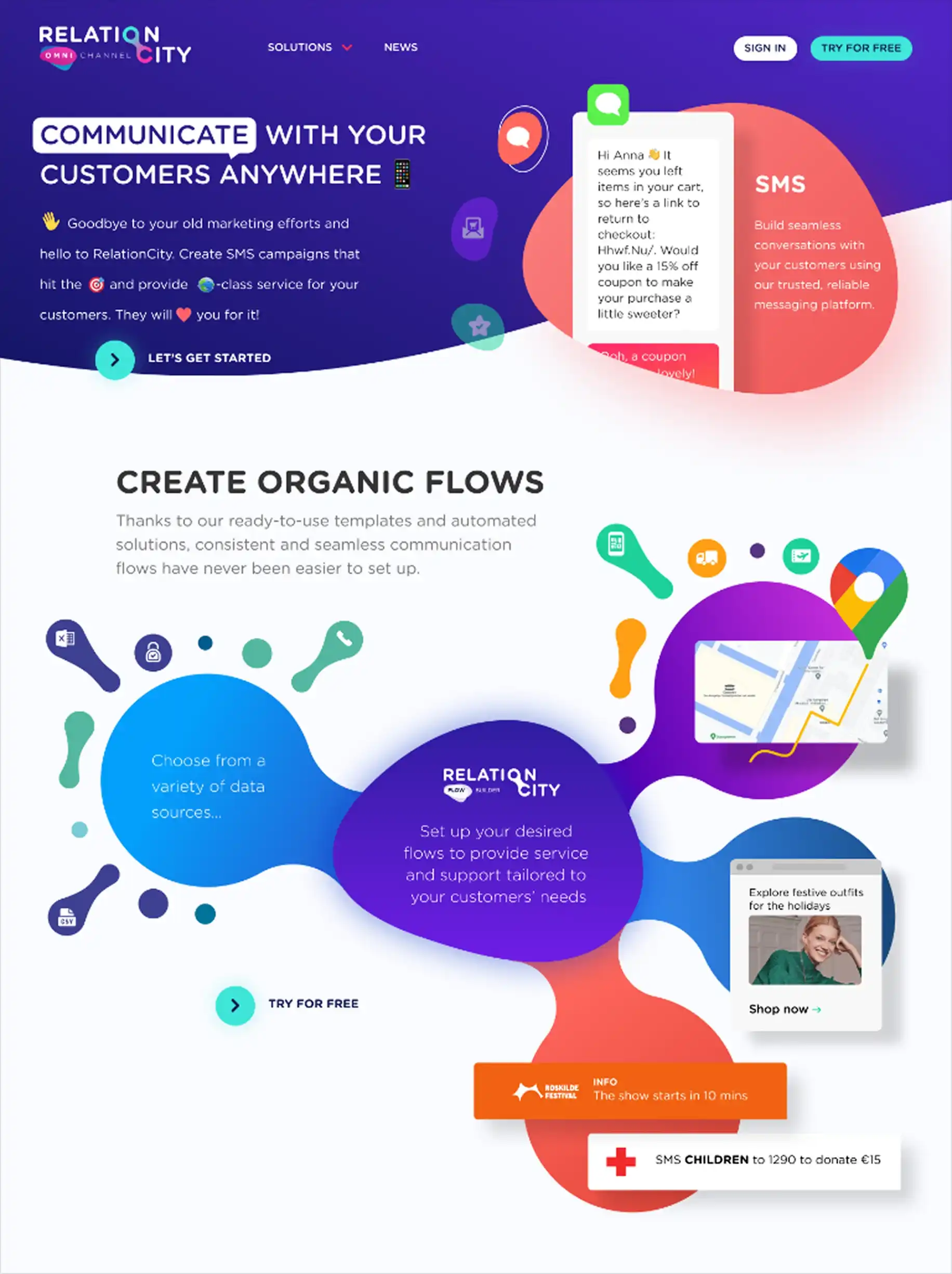 Visning af originale forside design af RelationCity