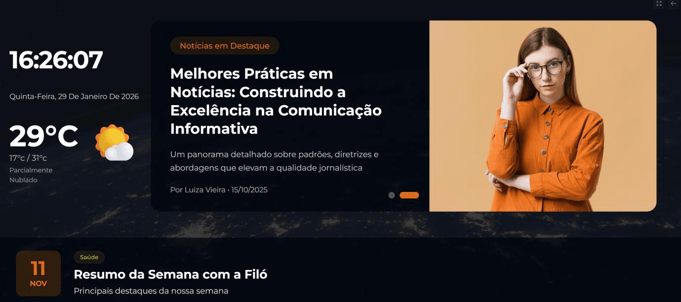 Mural digital do Hywork em telas corporativas