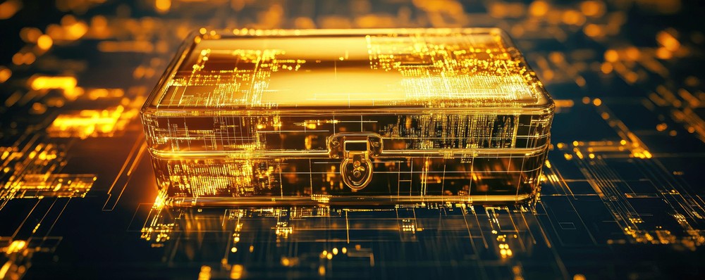 Red digital warning symbol glowing on a circuit board interface, representing active ransomware exploitation of the VMware ESXi CVE 2025 22225 vulnerability and hypervisor compromise.