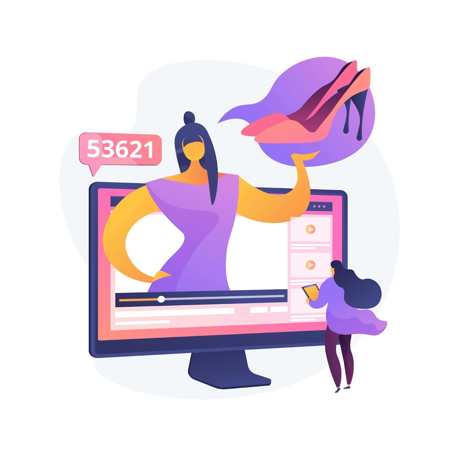 Fashion influencer video with follower count and viewer engaging with creator content