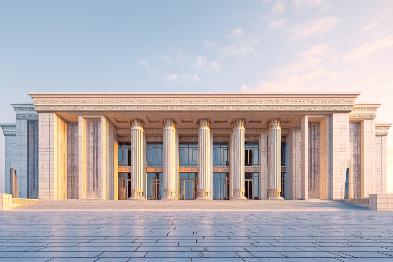 A government building with classical columns, representing public sector institutions.