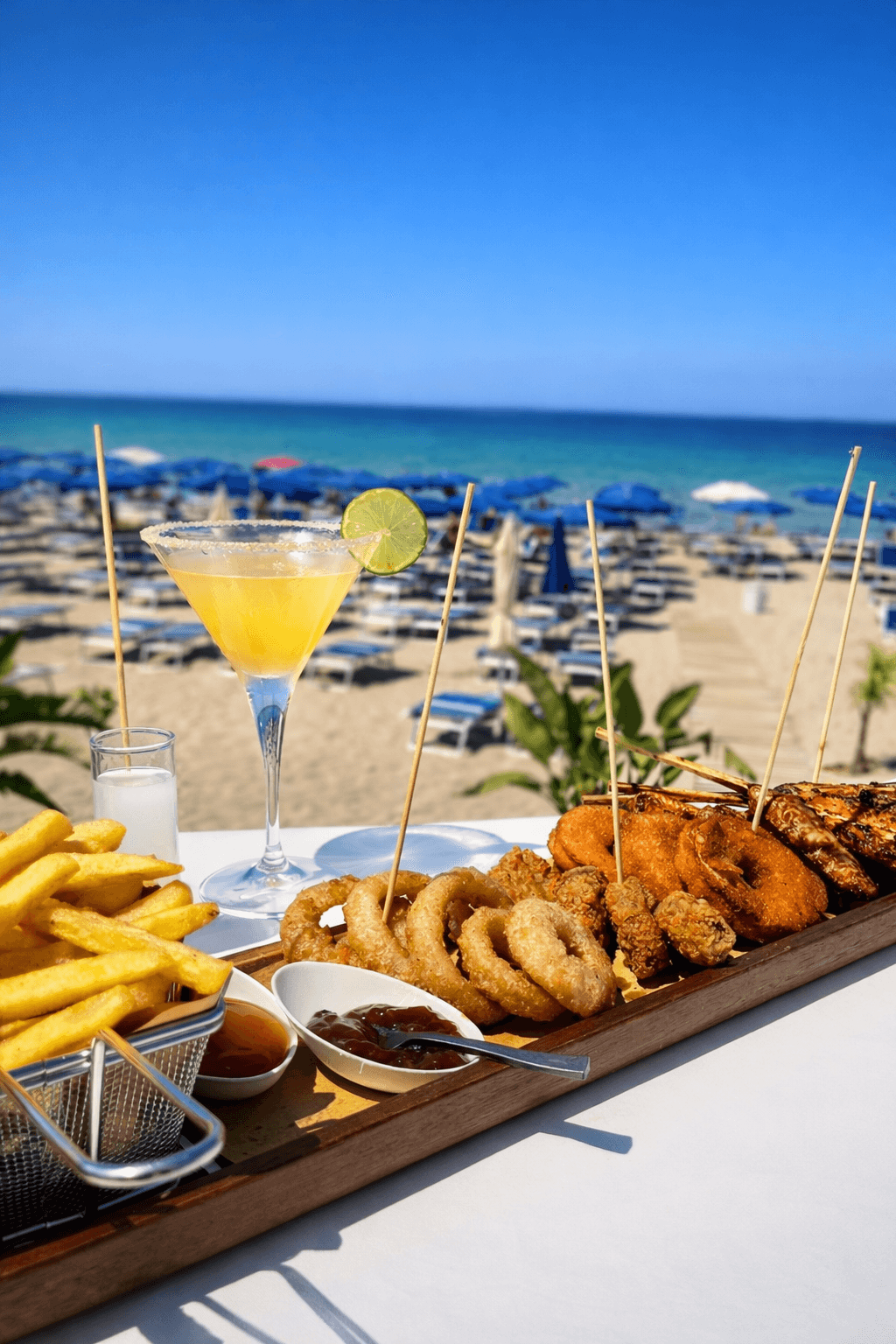 Frittura di mare e cocktail con vista sulla Spiaggia delle Saline a Palinuro