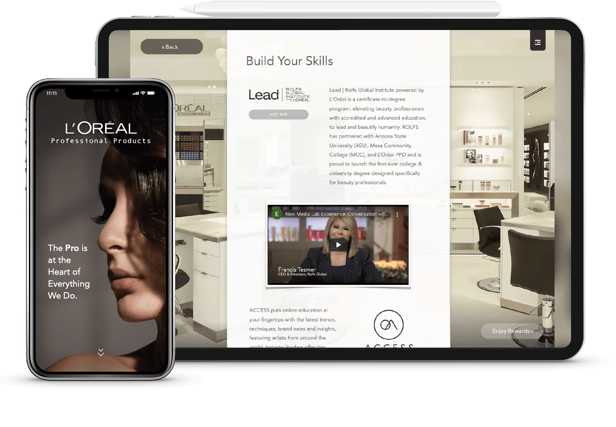 L'Oréal employee onboarding system available on tablet and mobile.