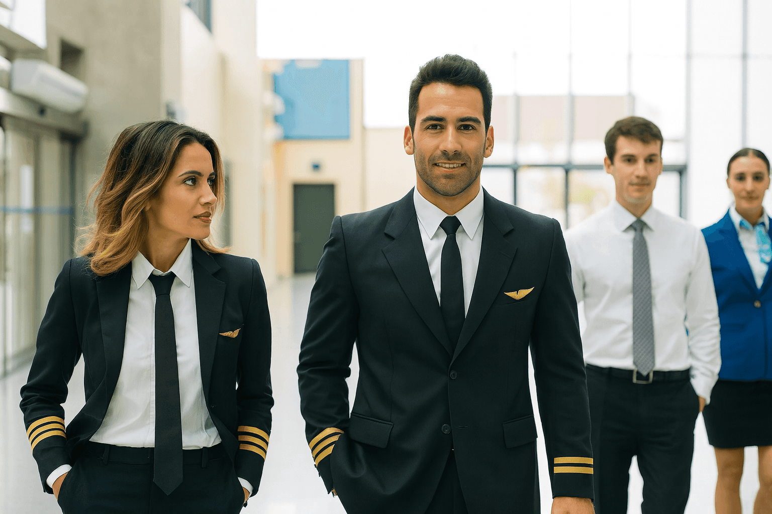 Pilot with Phone and Suitcase