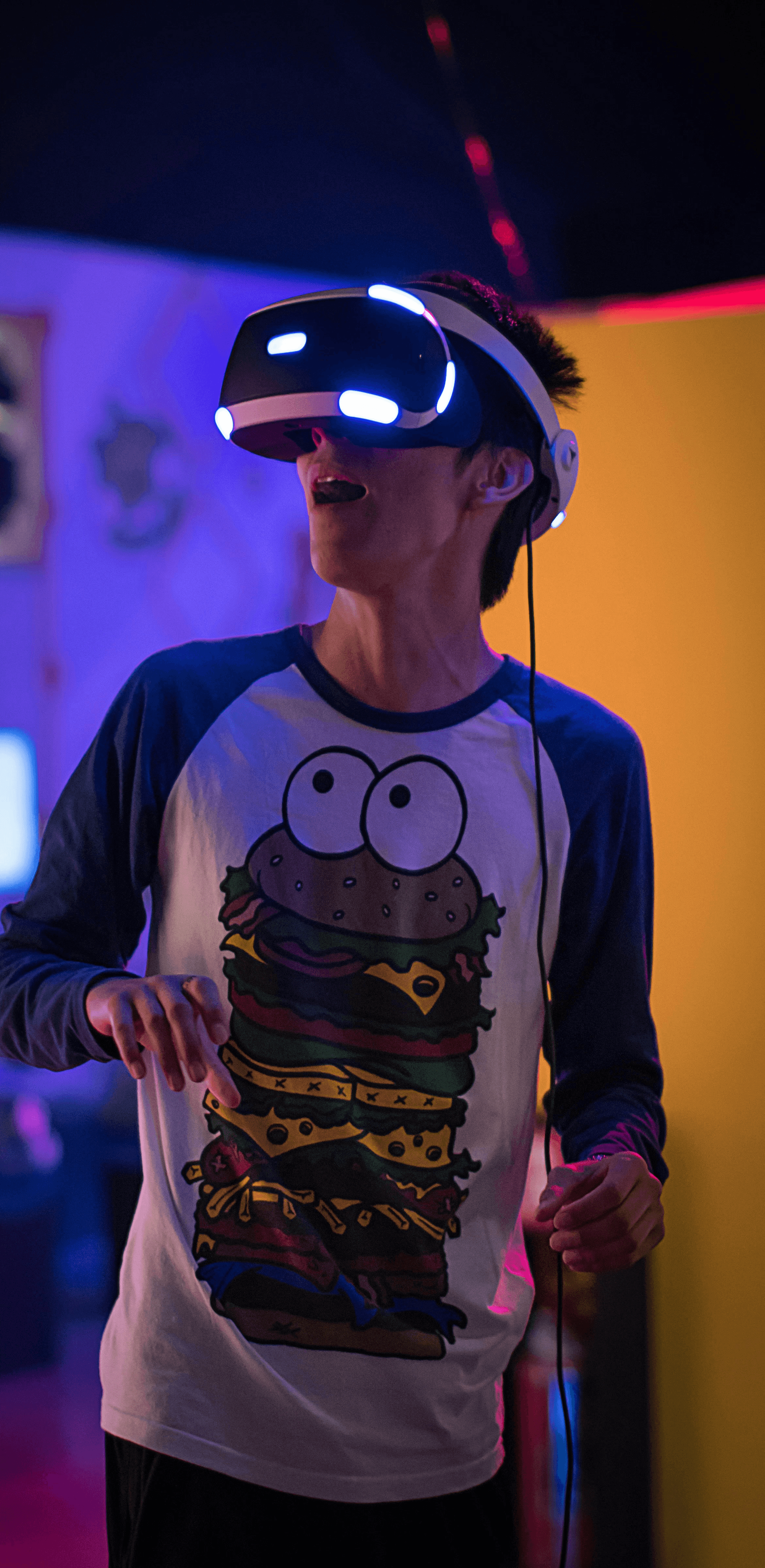 man wearing Sony PlayStation VR