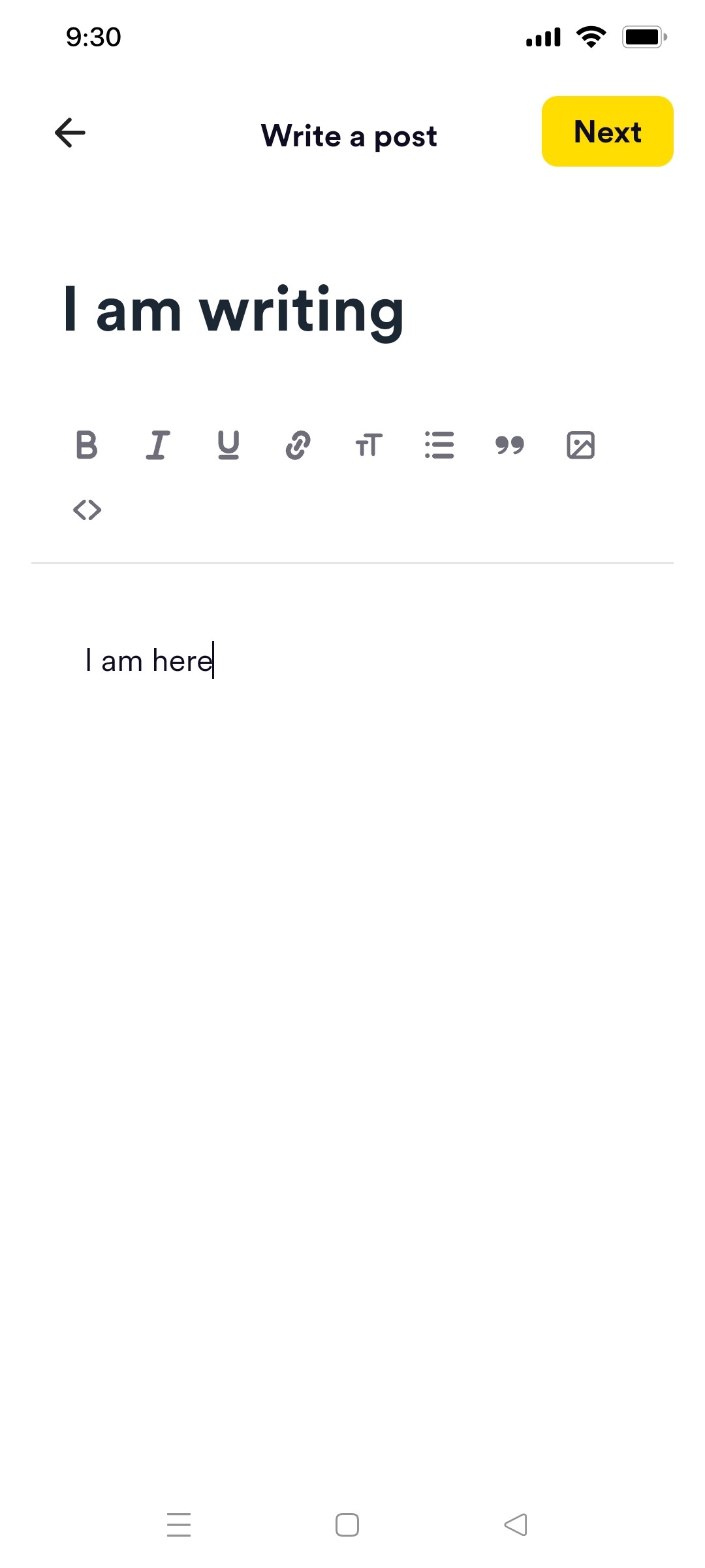 buy me a coffee writing a post screen