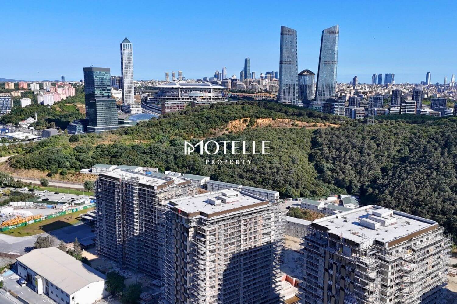 Luxury Maslak Koru Residence exterior in Istanbul with forest view and modern architecture