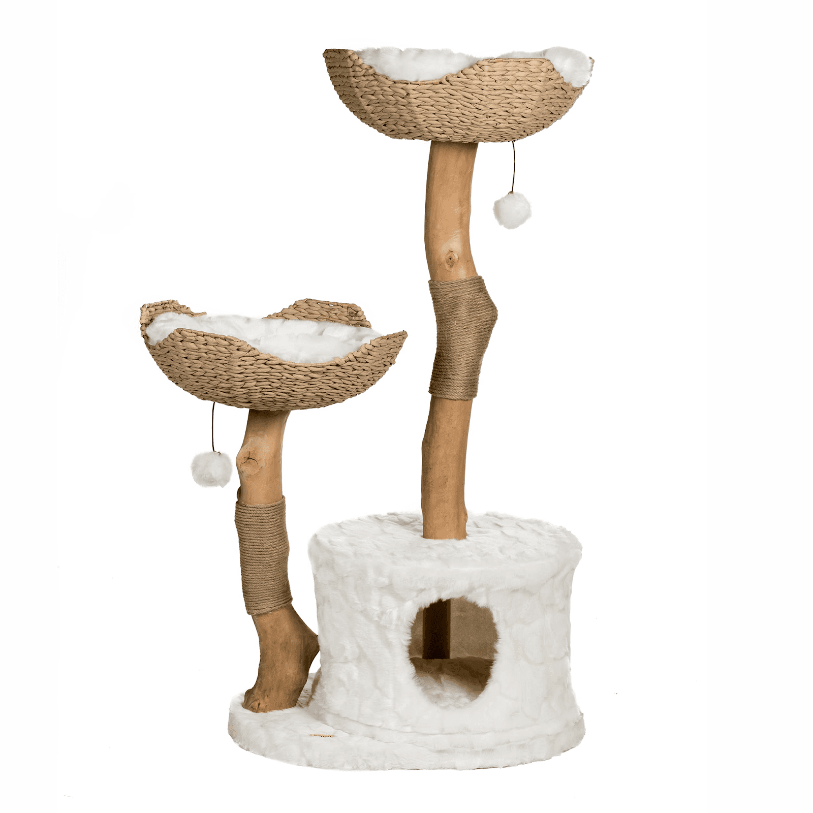 Mau Cento Modern Cat Tree with woven basket beds.