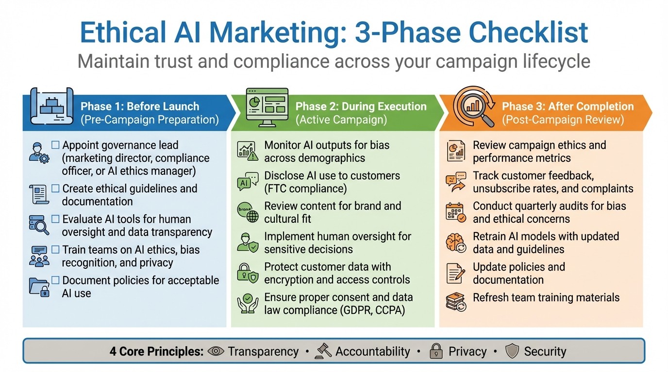 3-Phase Checklist for Ethical AI Marketing: Before, During, and After Campaign Launch