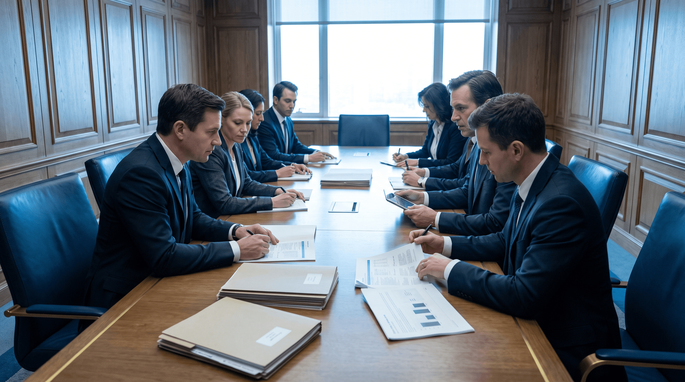 Advisors reviewing public-sector tender requirements.