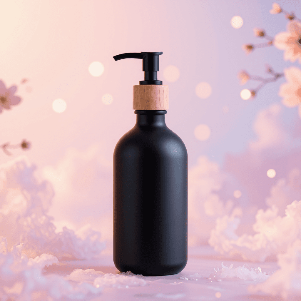 product photography of a bottle of liquid soap or lotion with a pump dispenser