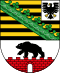 Wappen des Bundeslandes Sachsen-Anhalt: Geteiltes Wappen mit Bärentor, Adler und Wellenbalken.