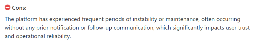 negative user review from third party software review platform capterra