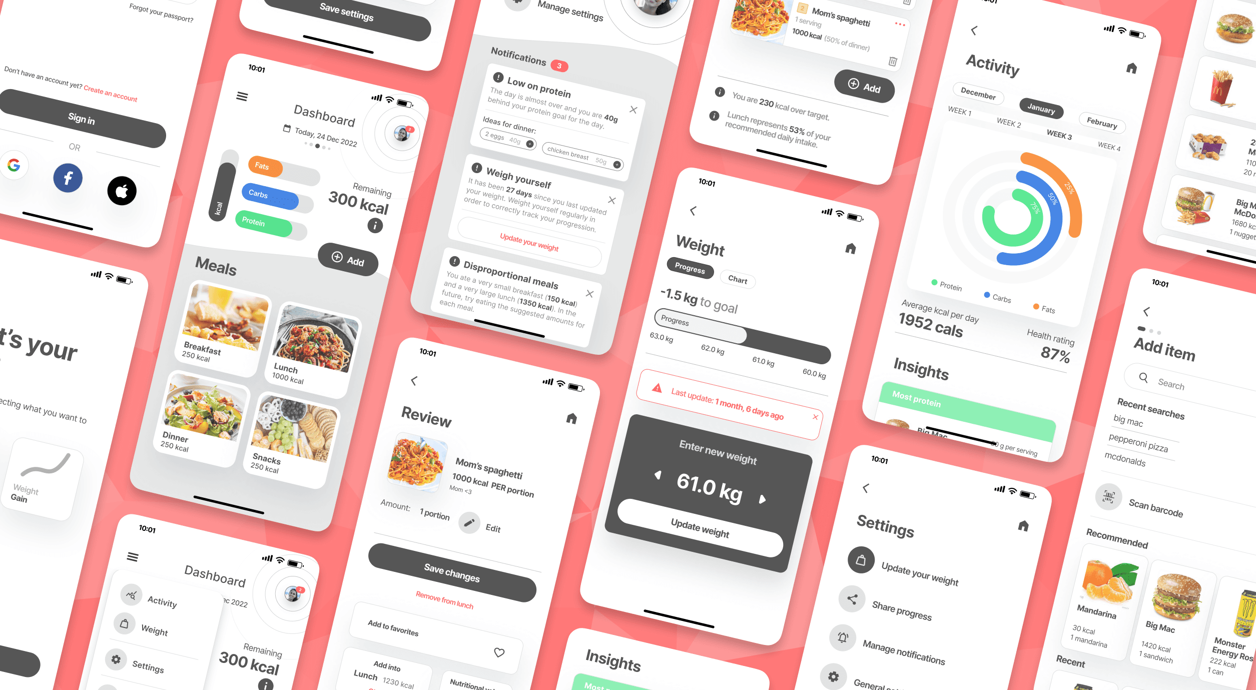 Calorie app preview