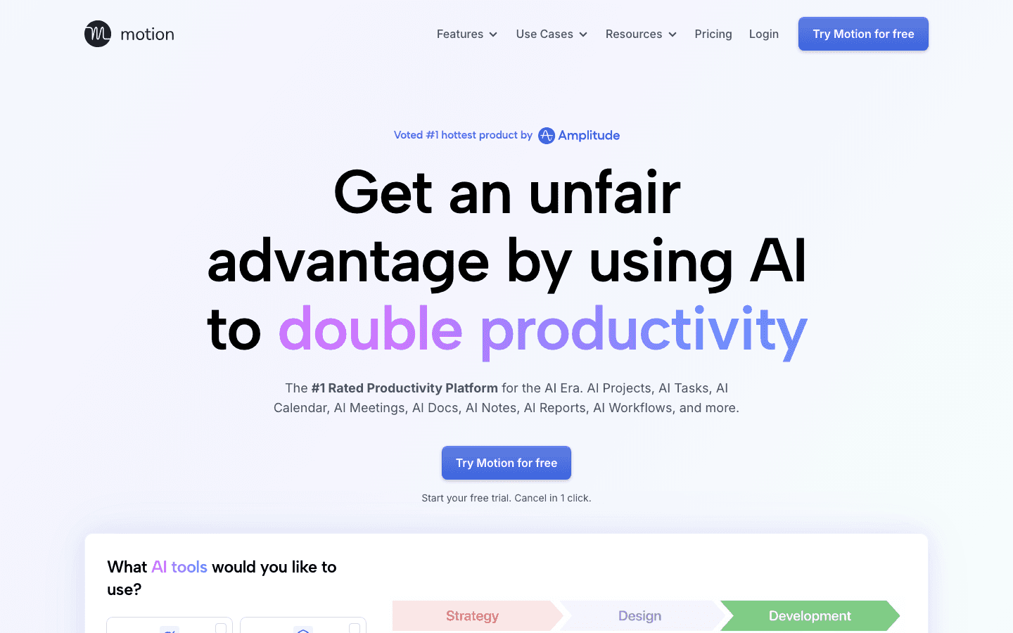 Motion AI calendar app screenshot
