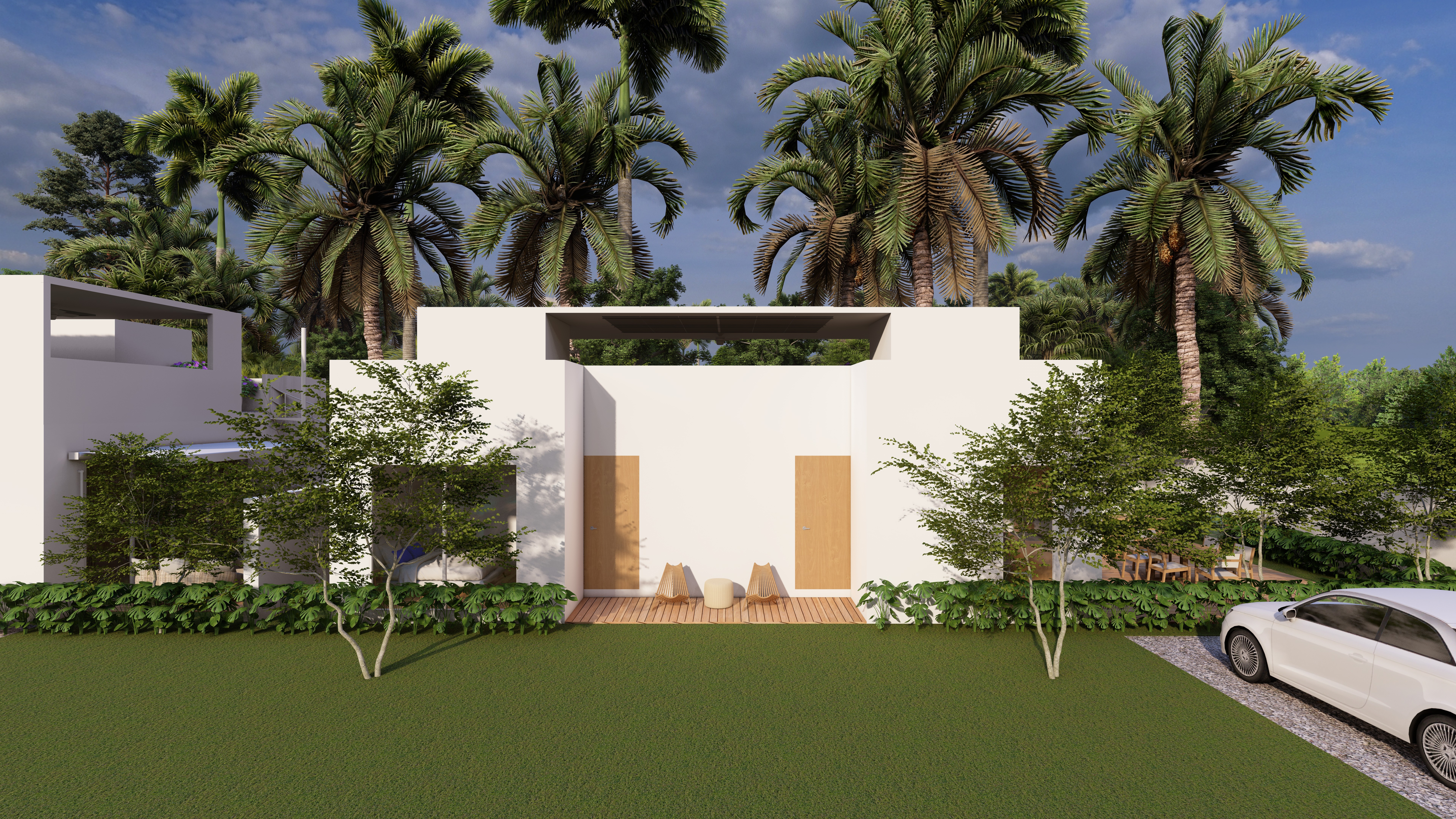 Contemporary wooden architecture featuring natural cedar cladding and floor-to-ceiling glazing