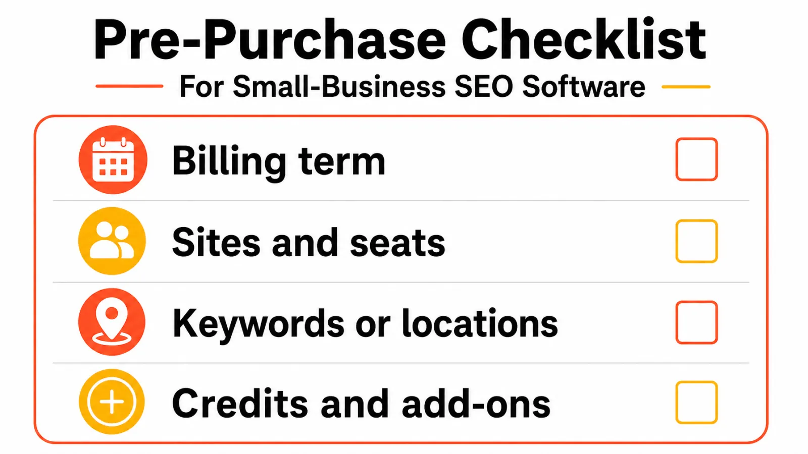 Small business SEO software plan limits checklist