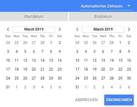 Den zu betrachtenden Zeitraum einstellen