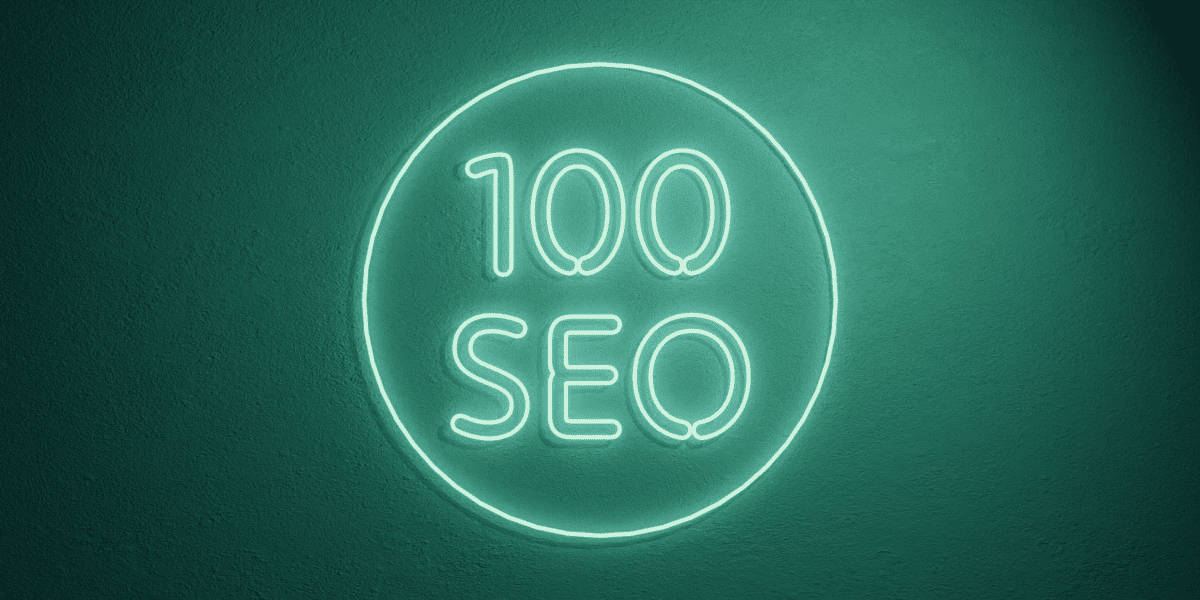 Neon sign saying 100 SEO