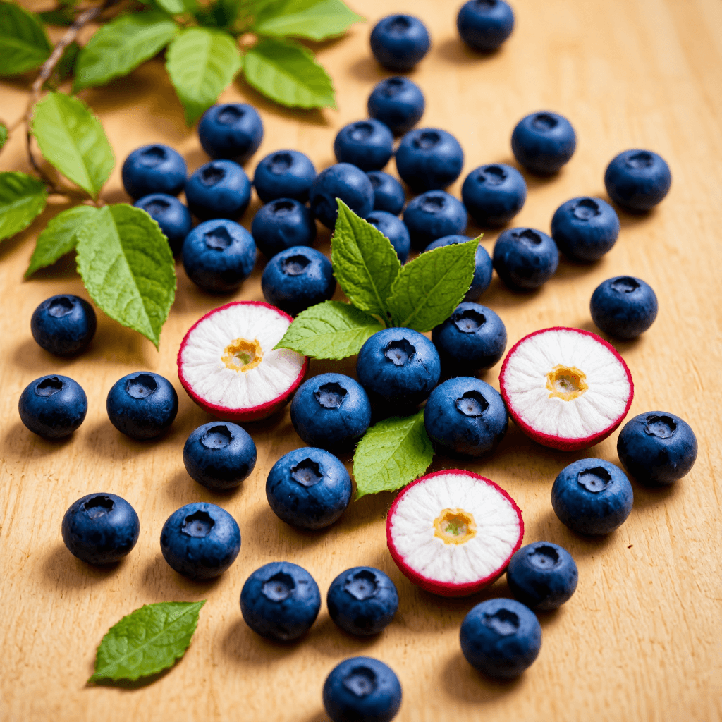 product photography of felt blueberry shapes