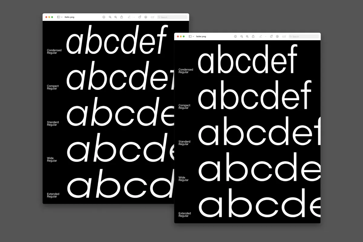 Lader Extended and its italic version
