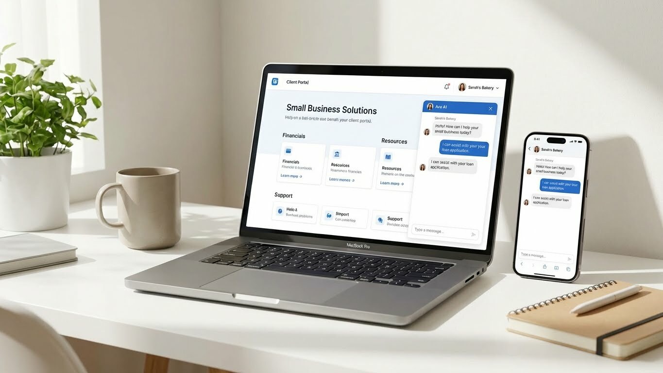 AI customer service chatbot helping small business clients