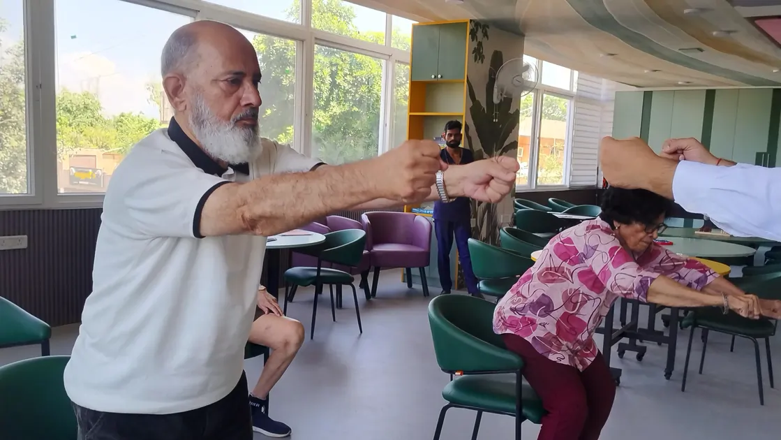 Core exercises for members at seniors club aamra