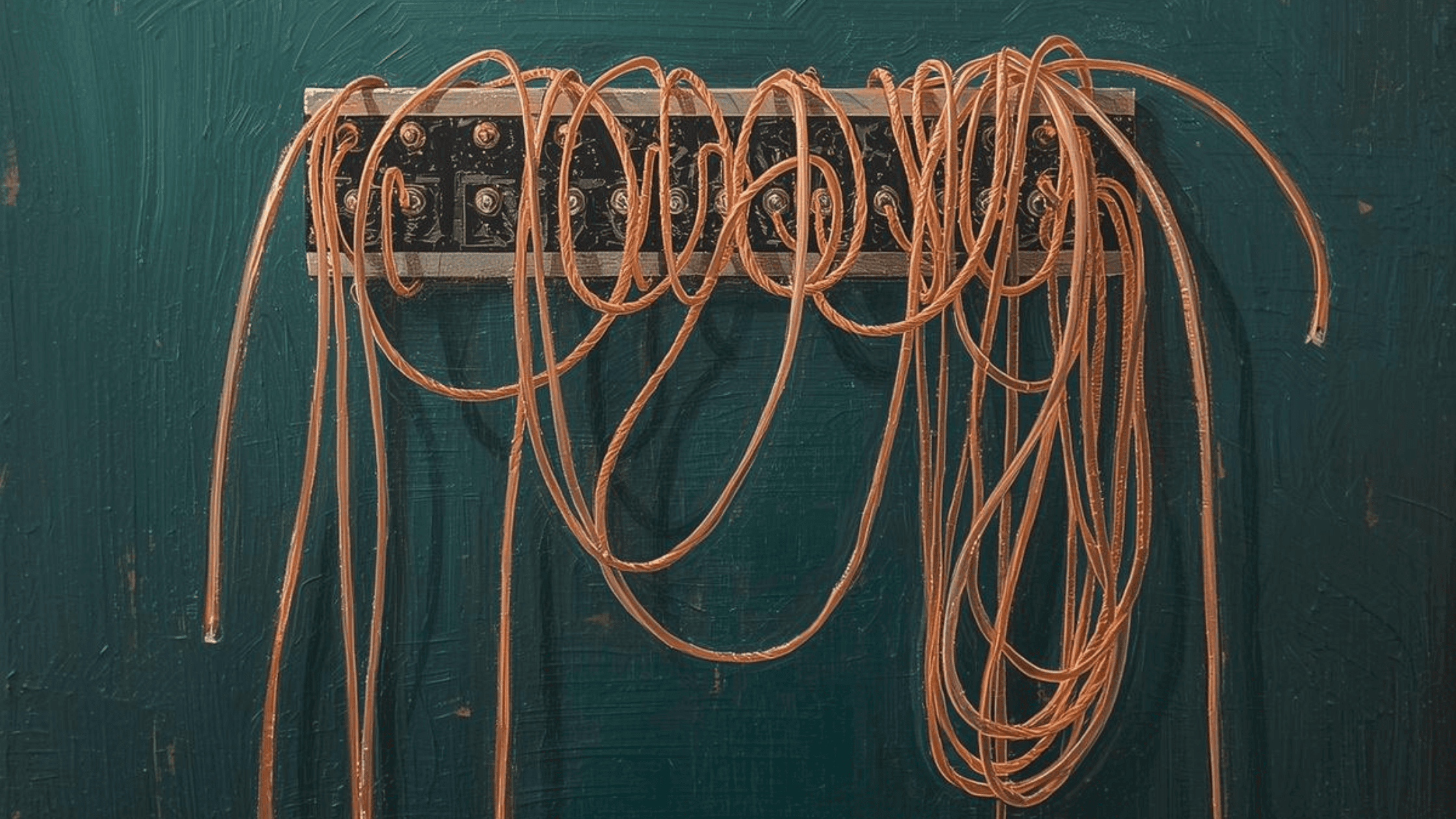 Tangled cables symbolizing hidden complexity and manual coordination in recruitment processes